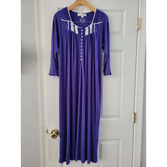 Eileen West Womens Modal Blue white nightgown shift size Small sleepwear sleep - Picture 2 of 8